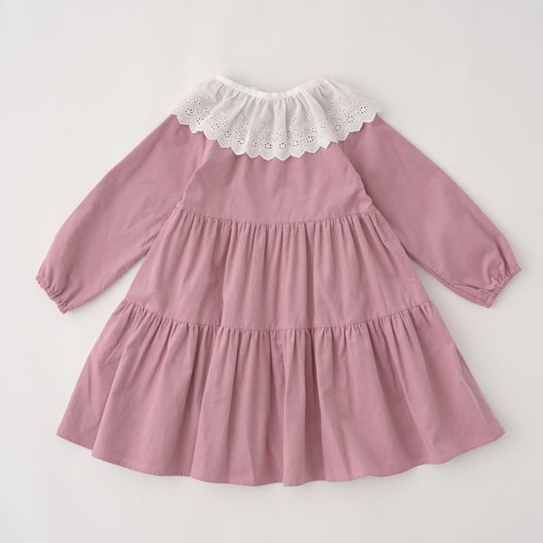 日本 Lycee mine - 可人兒蛋糕分層長袖洋裝(蕾絲領可拆)-粉紅