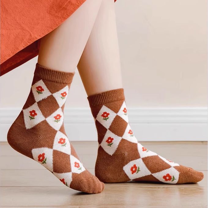 腳ㄚ子 - 幼/兒童棉質中筒襪 童襪 襪子 棉襪 兒童襪-小熊餅乾