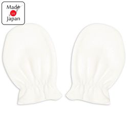 akachan honpo - 新生兒雙面羅紋布手套-素面-米白色 (50cm)