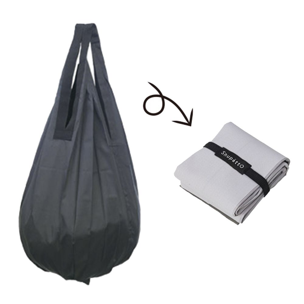 日本 MARNA - Shupatto 秒收摺疊購物袋-Drop水滴款-帥氣黑 (M(28x56cm))-耐重 5kg / 16L