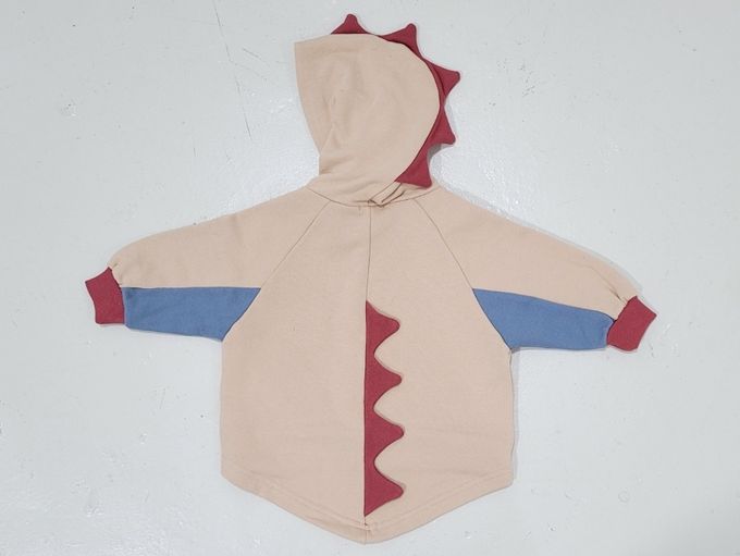 韓國 Mimico - 恐龍樂園立體裝飾連帽上衣-卡其