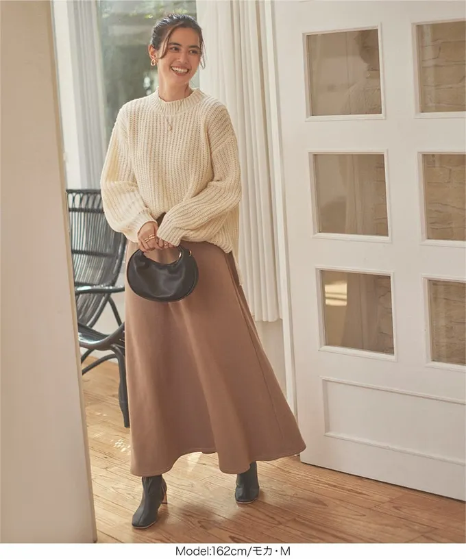 日本 Kobe Lettuce - 極上溫暖 裏起毛優雅垂墜傘狀長裙-深灰