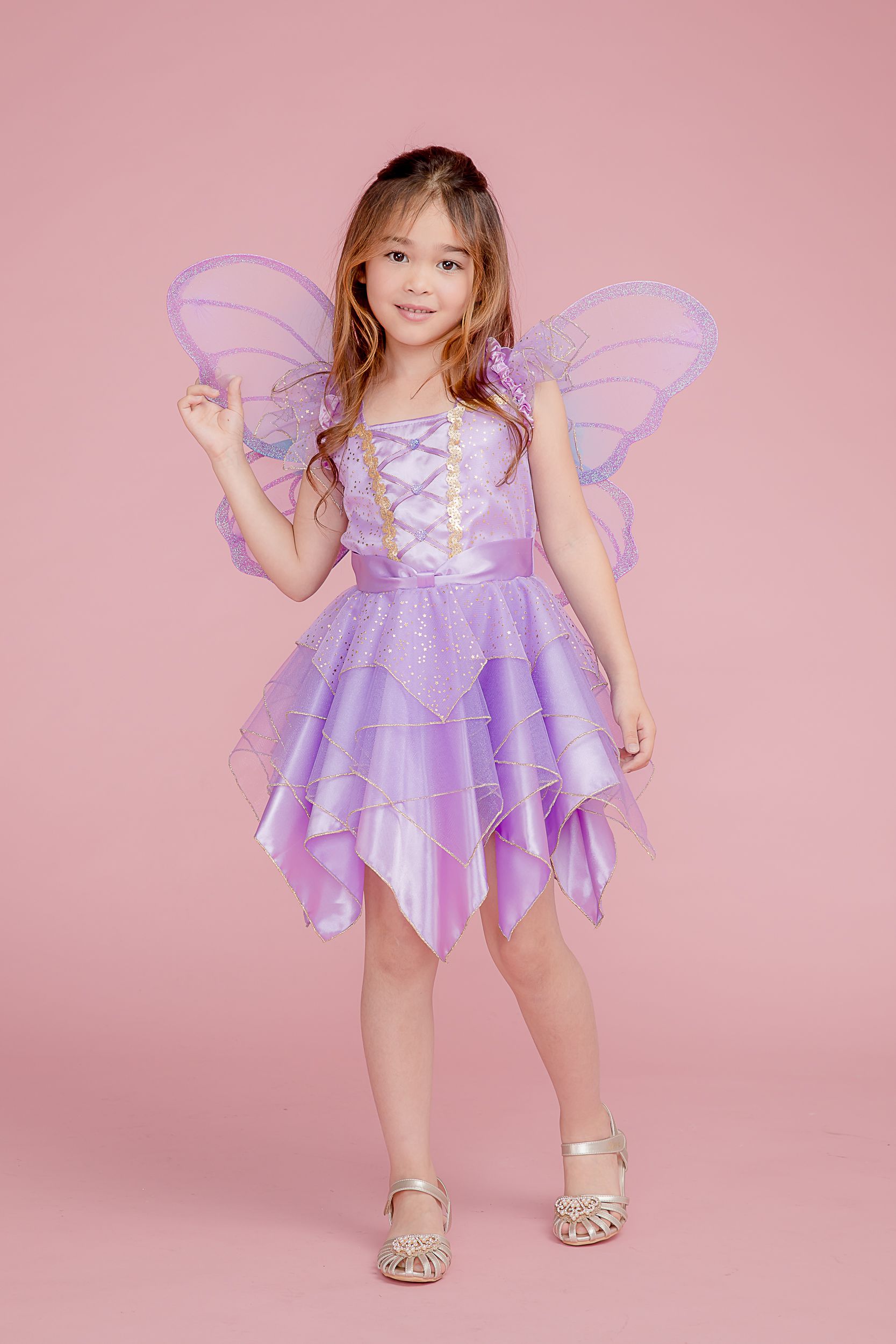 Love, Charlotte - 紫蝴蝶仙子裝-短裙背心洋裝及翅膀-內含洋裝+背式翅膀