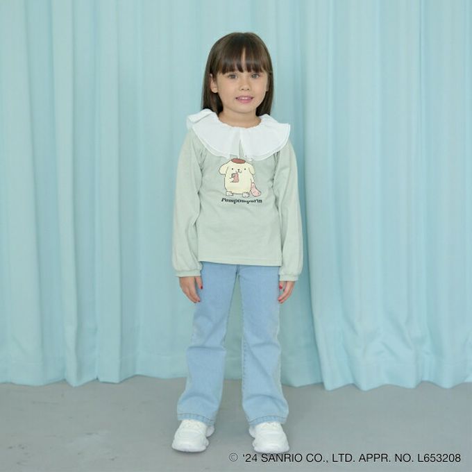 日本 Lycee mine - 聯名款 正反2way薄紗領長袖上衣-布丁狗-米黃