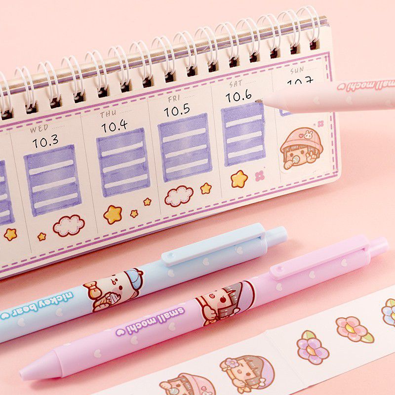 小麻糬按壓式0.5mm中性筆(3入)-寵物系列-黑色