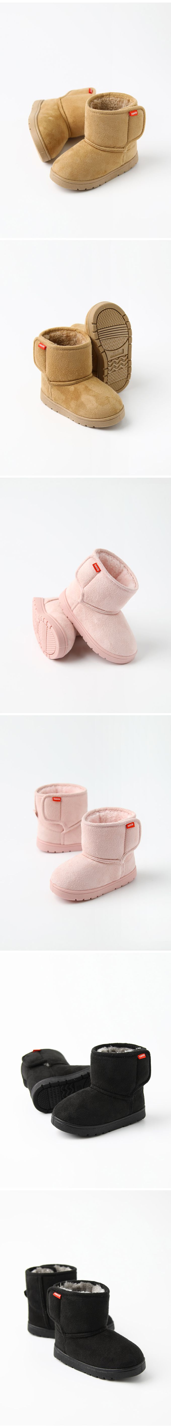 韓國 OZKIZ - 魔鬼氈防滑刻紋雪靴-粉