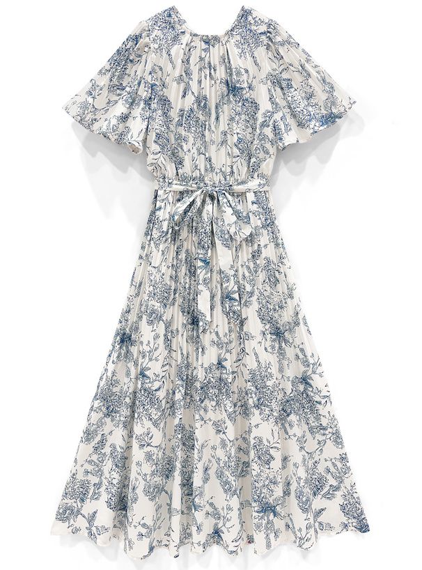 日本 GRL - 前後2WAY扭結印花洋裝-深藍