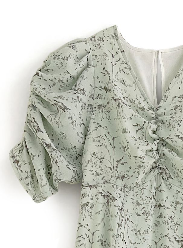 日本 GRL - 浪漫花園後綁帶雪紡洋裝-象牙白