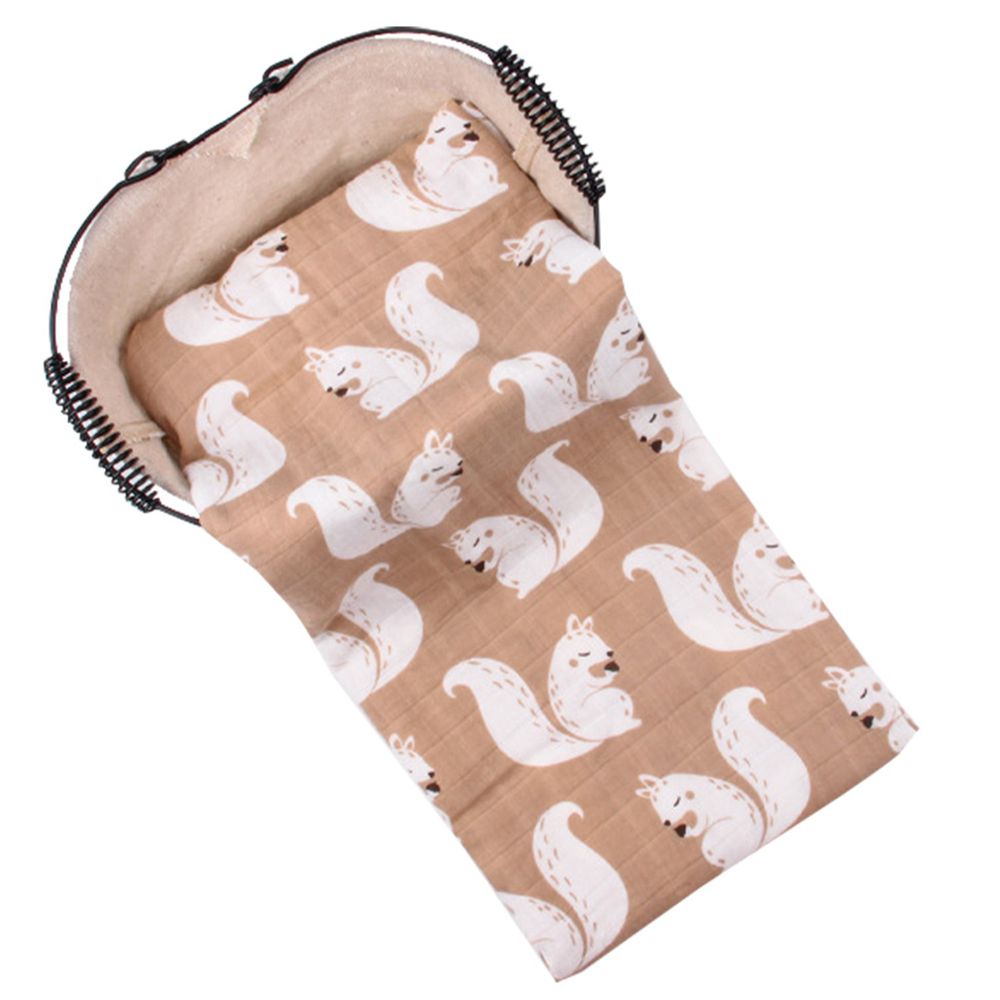 Muslin Tree - 動物印花雙層嬰兒紗布包巾/蓋被-松鼠堅果 (120*120cm)