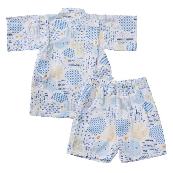 akachan honpo - 兩件式甚平-海-米白色