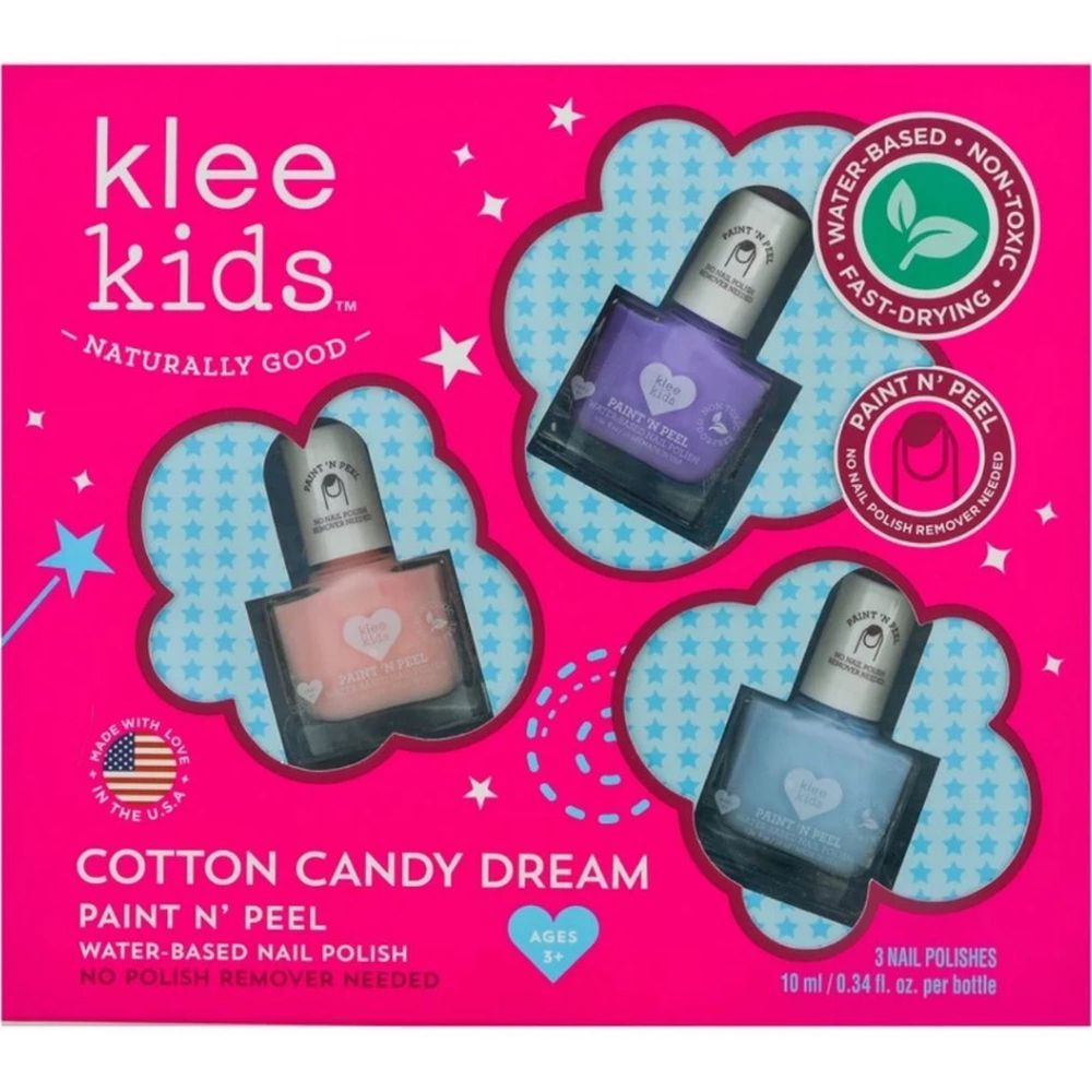 美國 Klee Kids - 夢幻棉花糖指彩組-10ml X 3-寶貝粉/紫羅蘭/天使藍