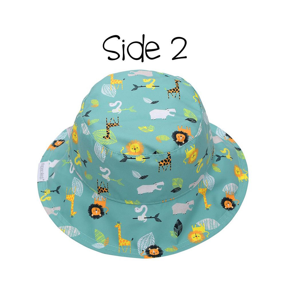 加拿大 flapjackkids - 雙面輕量遮陽帽/防曬帽-動物園/灰