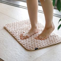 日本 CB JAPAN - carari poco格紋系列 超細纖維浴室踏墊-80X50CM
