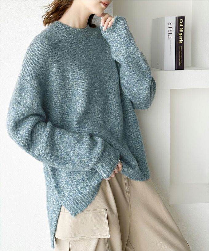 日本 Classical Elf - Java 溫柔感羊毛混紡針織上衣-水藍白