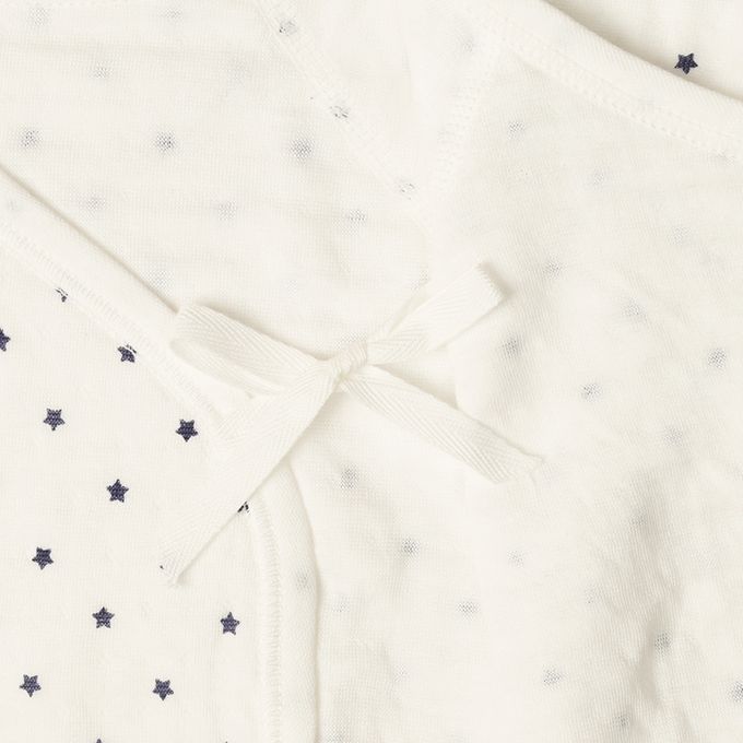 akachan honpo - 長袖新生兒內衣4件組-按扣款 保暖鋪棉-深藍色 (50~60cm)