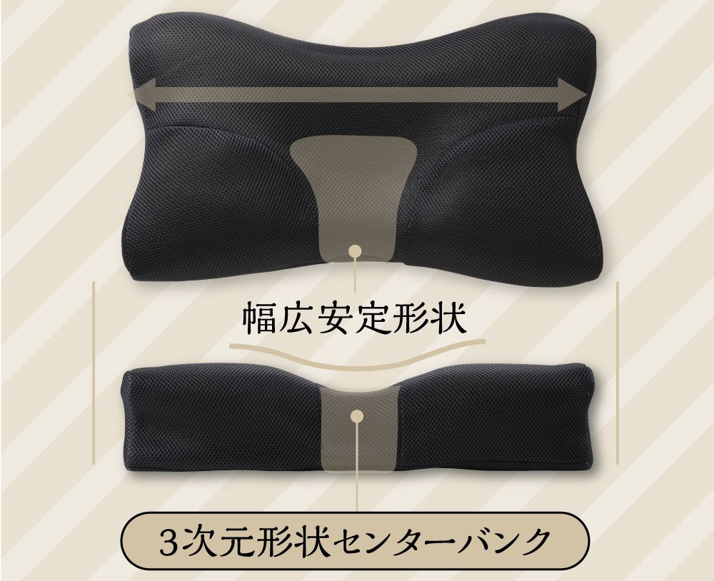 日本 SU-ZI - AS RAKUNA 快眠整體枕 (可調整高度)-黑 (52x29x(4.5~7.5)cm)