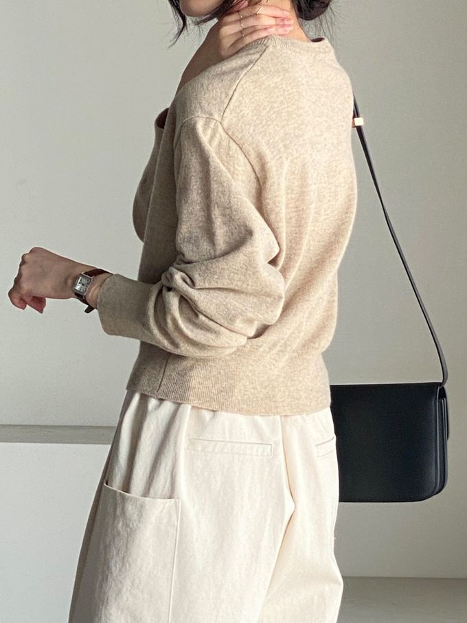 韓國女裝連線 - 鬆緊腰雙口袋錐形修飾長褲-米白 (FREE)