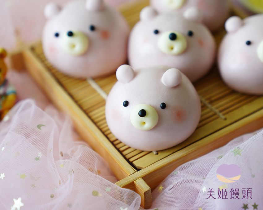 美姬饅頭 - 法式奶酥熊熊鮮乳造型包子 (一盒六入)-50g