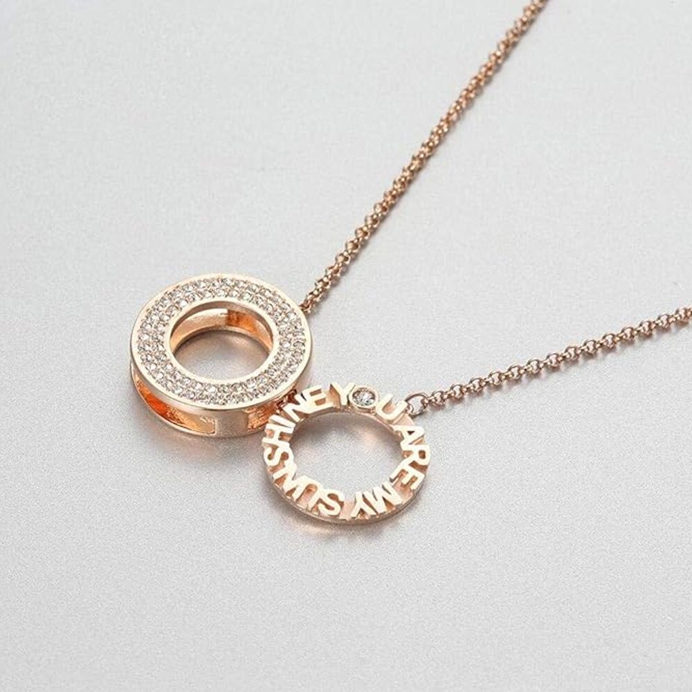 ADMIRATION圓環鑲鑽字母項鍊 (玫瑰金)