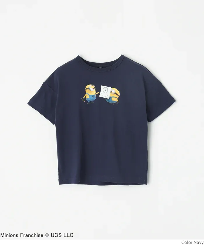 日本 COCA - 聯名款卡通印花短袖上衣-小小兵-深藍