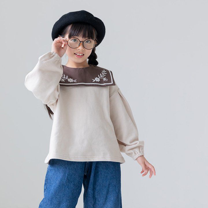 日本 Chil2 - 歐風文藝刺繡方領長袖上衣-薄荷綠