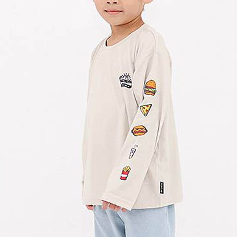 [推薦]定番印花薄長袖上衣-美味速食-灰杏