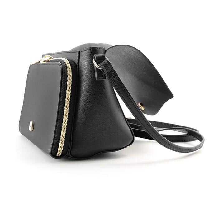 日本 Legato Largo - 輕量PU時尚皮革錢夾包-BK黑色 (23x14x8.5cm 肩背約95~129cm)