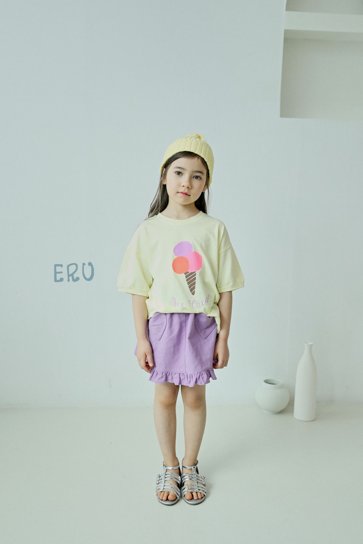 韓國 ERU - 三色冰淇淋印花T-白