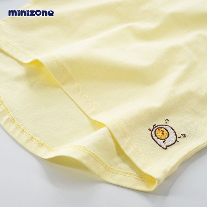 Minizone - 培根蛋吐司撞色長袖T恤-藍色