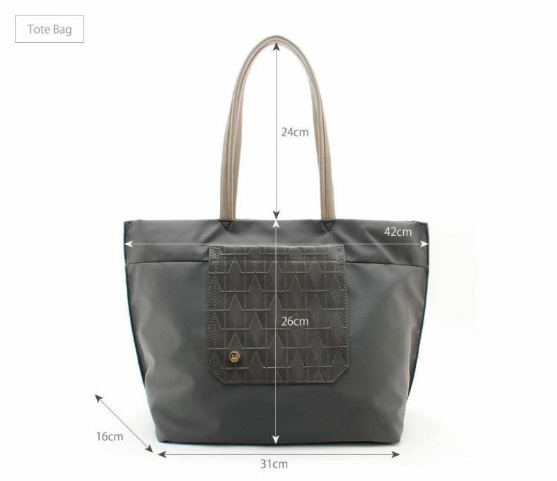 日本 FIRANO - 菱形幾何異材質拼接托特包(可放A4)-米 (29x42x16cm)