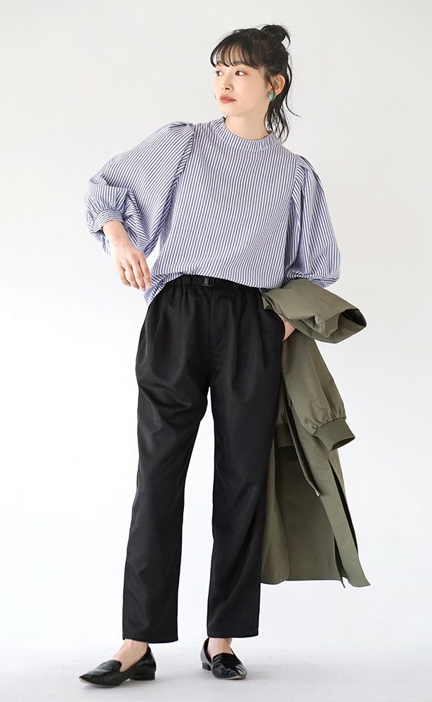 日本 zootie - 歐風小立領泡泡袖上衣-淺卡其