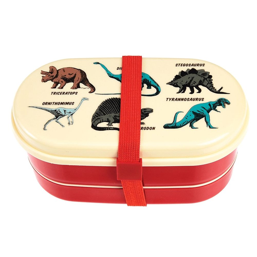 英國 Rex London - 圓形三層午餐盒/便當盒/野餐盒(附2入餐具)-恐龍樂園