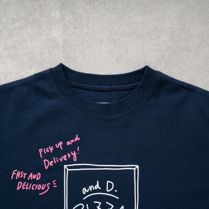 日本 petit main - 100%棉 塗鴉系食物印花短袖上衣-蘇打汽水-米杏