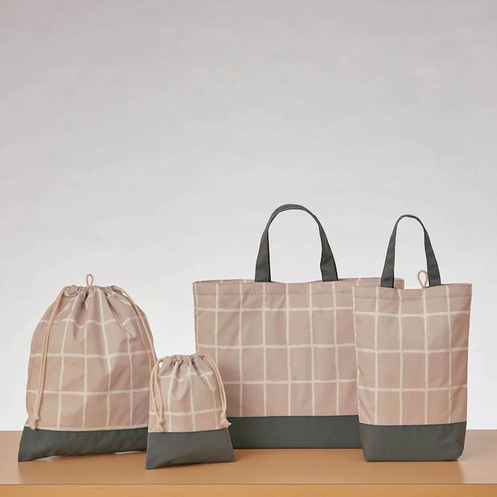 日本千趣會 - 多功能上學提袋4件組-灰格子
