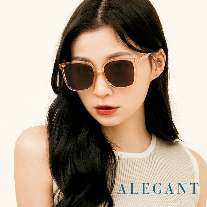 ALEGANT - 芙麗粉復古風格輕量橢圓方框墨鏡│UV400太陽眼鏡