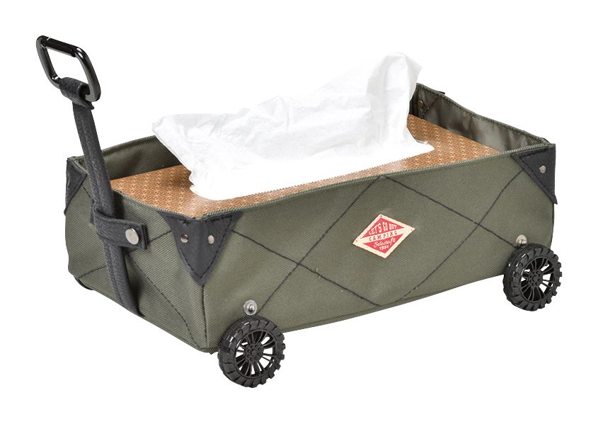 日本 Seto Craft - 露營風 推車造型衛生紙套-墨綠 (26x17.5x10cm)