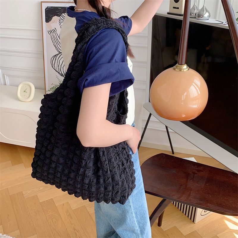 奶油泡泡雲朵手提包/肩背包-無拉鍊款-粉色 ((30+22)x39x8cm)