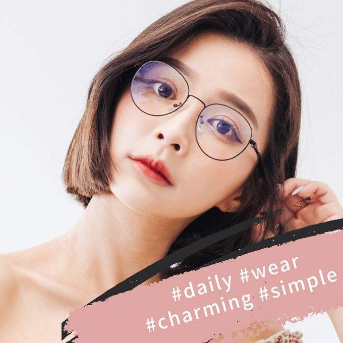 ALEGANT - 率性黑雪松橢圓鏡框輕量鏡腳UV400濾藍光眼鏡