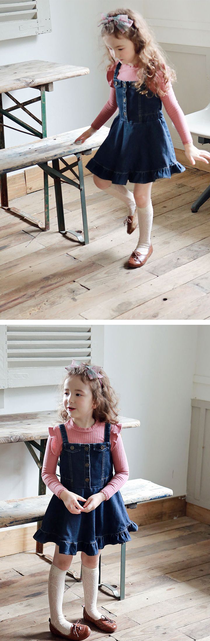 韓國 PuellaFLO - 銅釦牛仔背心裙-深藍