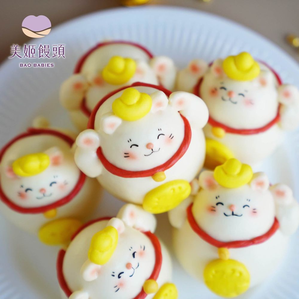 立馬發財立體招財貓鮮乳造型紅豆包-80g/顆 (6入)