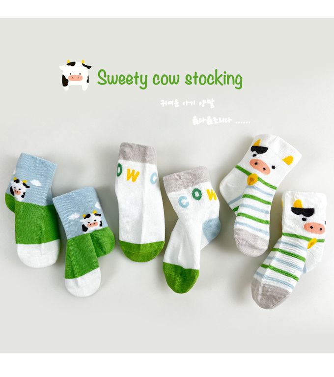 可愛寶寶小乳牛短筒純棉襪