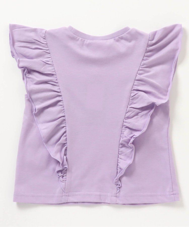 日本 BREEZE - 華麗感荷葉邊一分袖上衣-炭黑