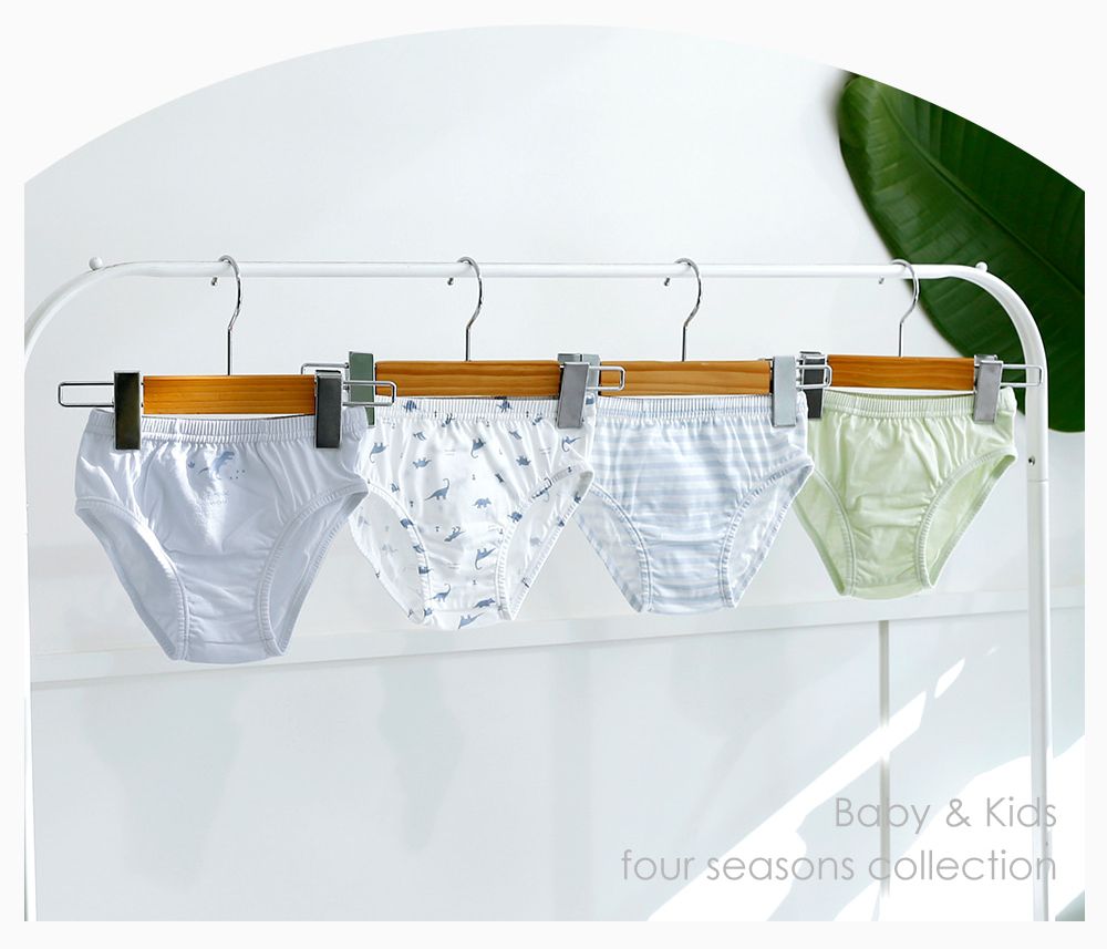 (4入組)男寶無螢光輕柔棉三角褲-條紋X恐龍