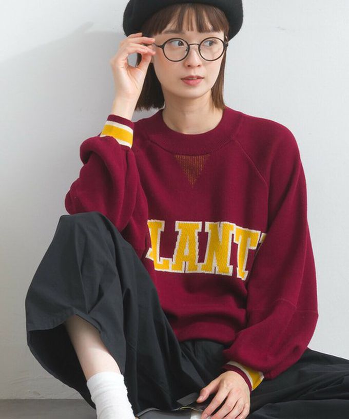 日本 Lupilien - 明亮撞色學院風抽繩針織上衣-海軍藍