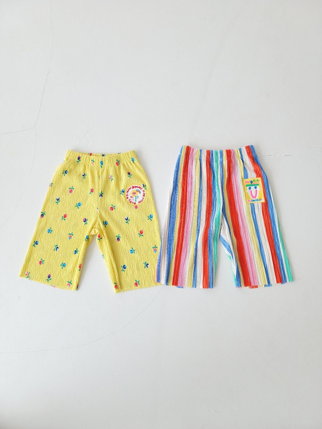 韓國 Mimico - 皺摺感舒適寬褲-花花