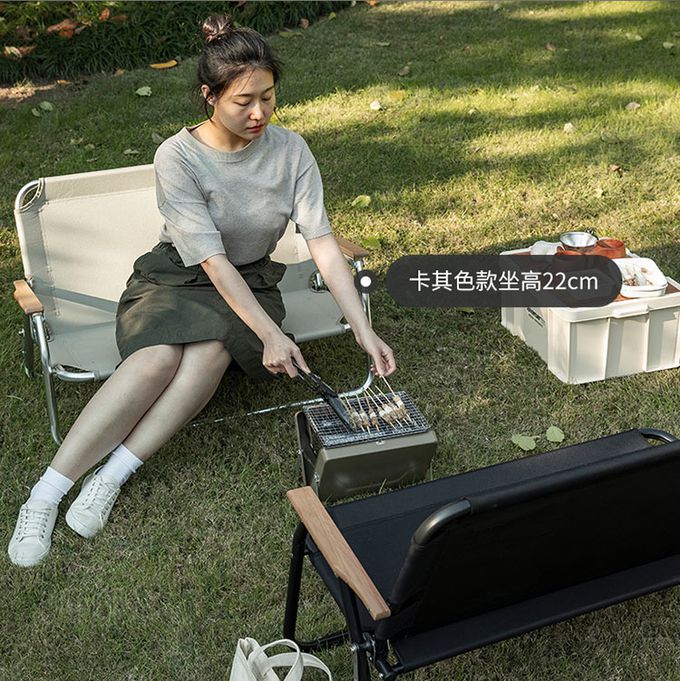 日本CAPTAIN STAG - 戶外露營鋁合金折疊單人椅 (黑色)