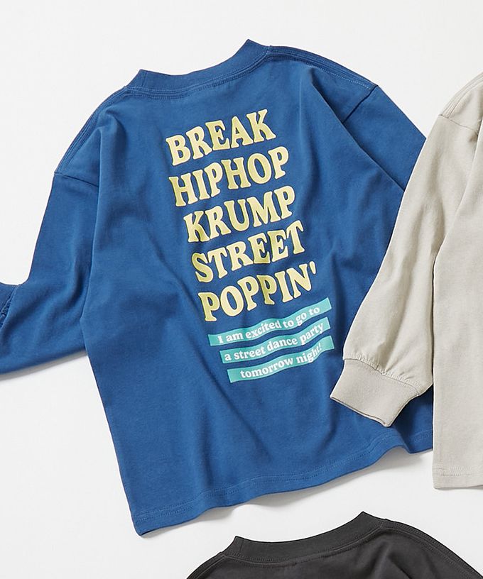 日本 devirock - 100%棉 定番印花寬版長袖上衣-幾何方塊-紫