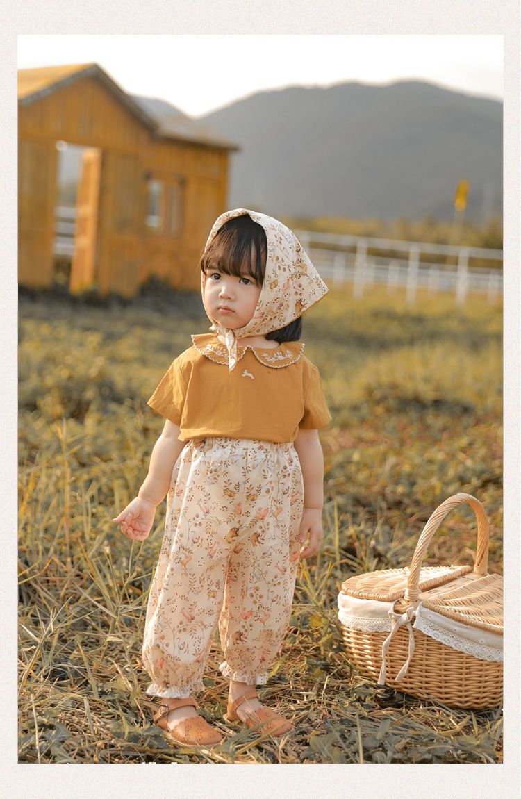 森林系寬寬束口長褲-咖啡色