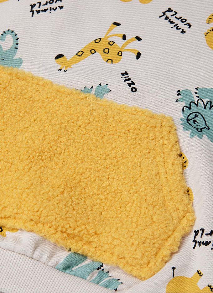 韓國 OZKIZ - 森林動物園內磨毛長袖套裝-杏灰