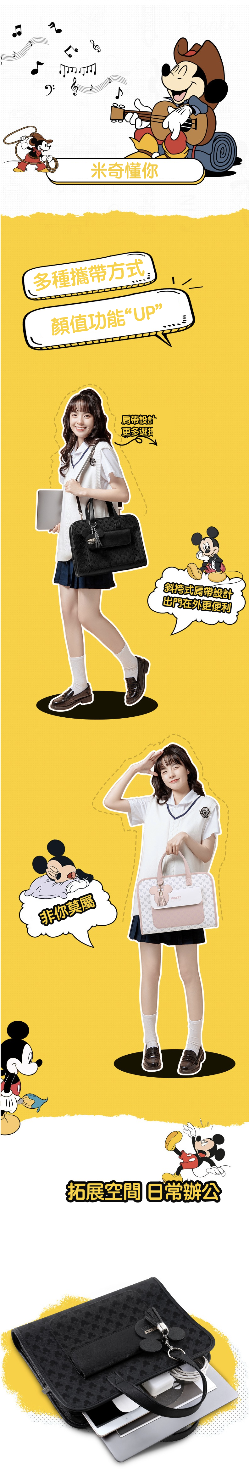 迪士尼手提電腦包-滿版米奇小圖-黑色